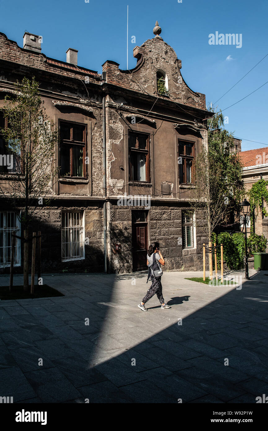The trendy Skadarlija neighborhood of Old Belgrade, Stock Photo