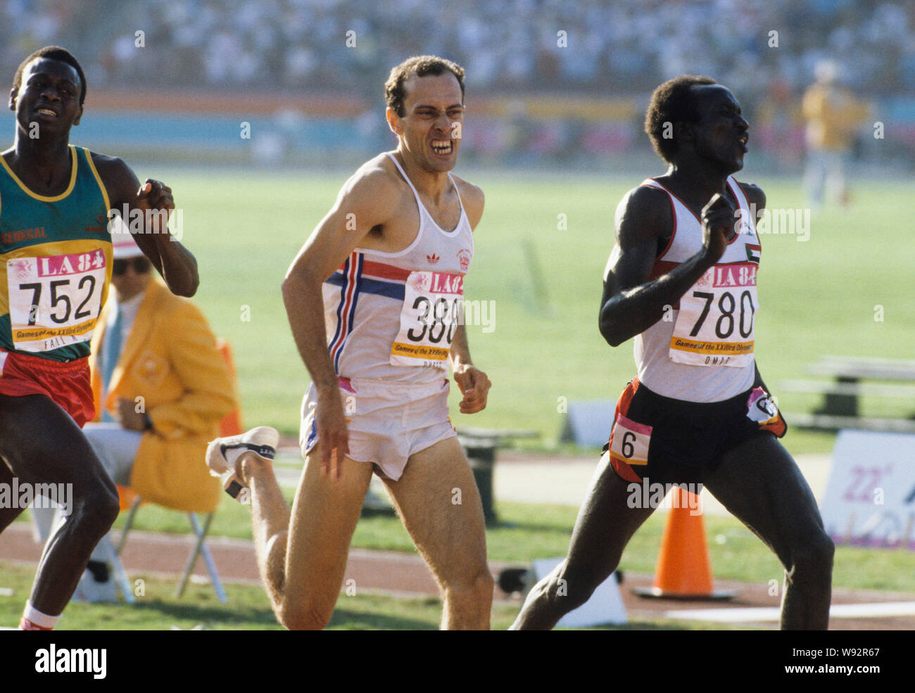 Steve Ovett British athletic middel distance runner at Olympic finnish in Los Angeles Olympic Games 1984 Stock Photo
