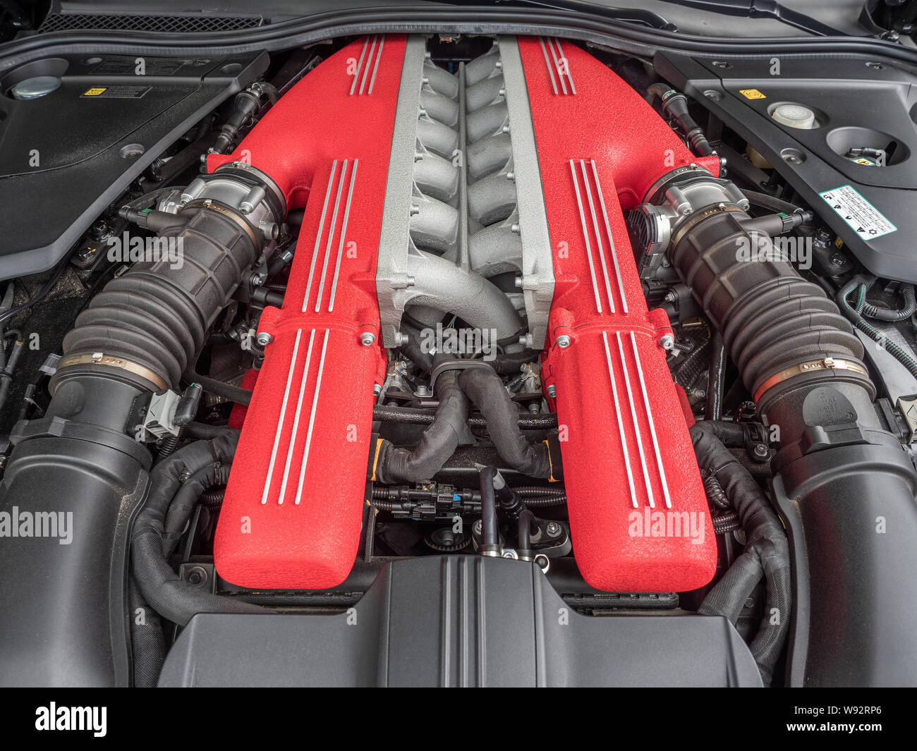 V12 789 hp Italian car engine Stock Photo