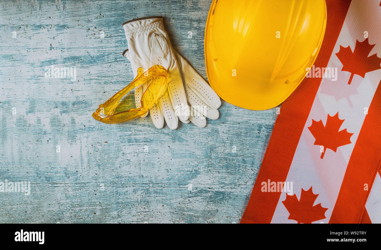 Canadian flag happy labor day canada top view concept of labor and