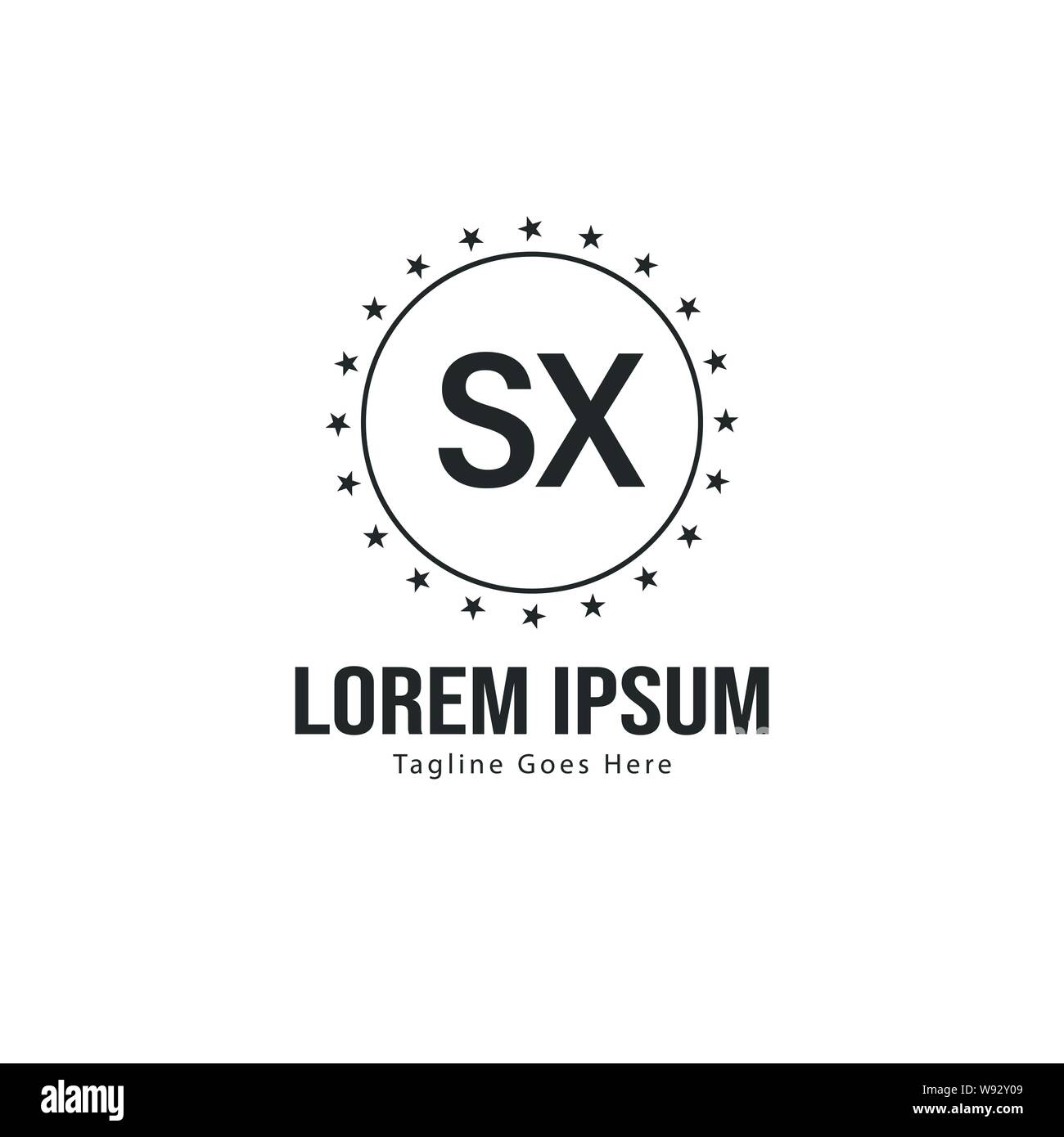Initial SX logo template with modern frame. Minimalist SX letter logo ...