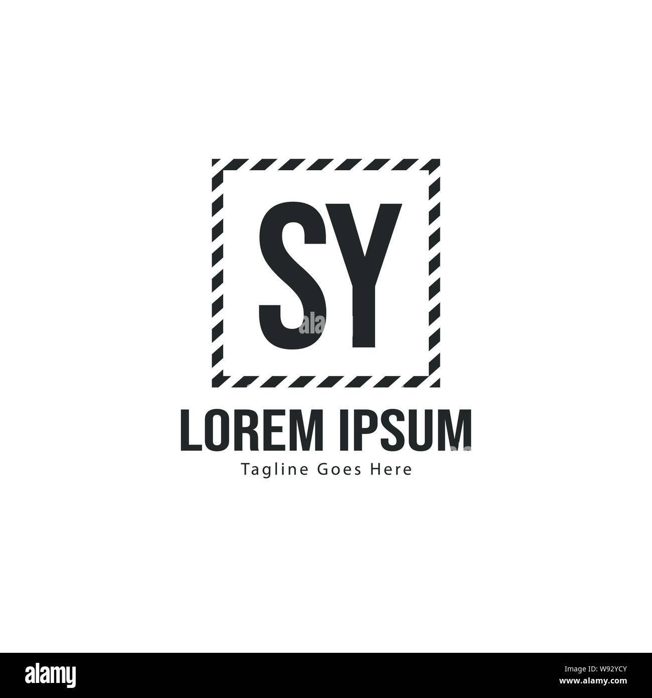 Initial SY logo template with modern frame. Minimalist SY letter logo ...