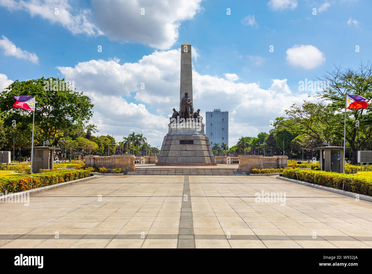 Manila, Philippines - April 5, 2019: rizal park (Luneta) and Rizal Monument Stock Photo