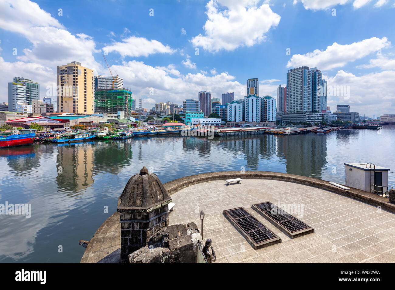 skyline view of manila from Fort Santiagoin Manila, philippines Stock Photo