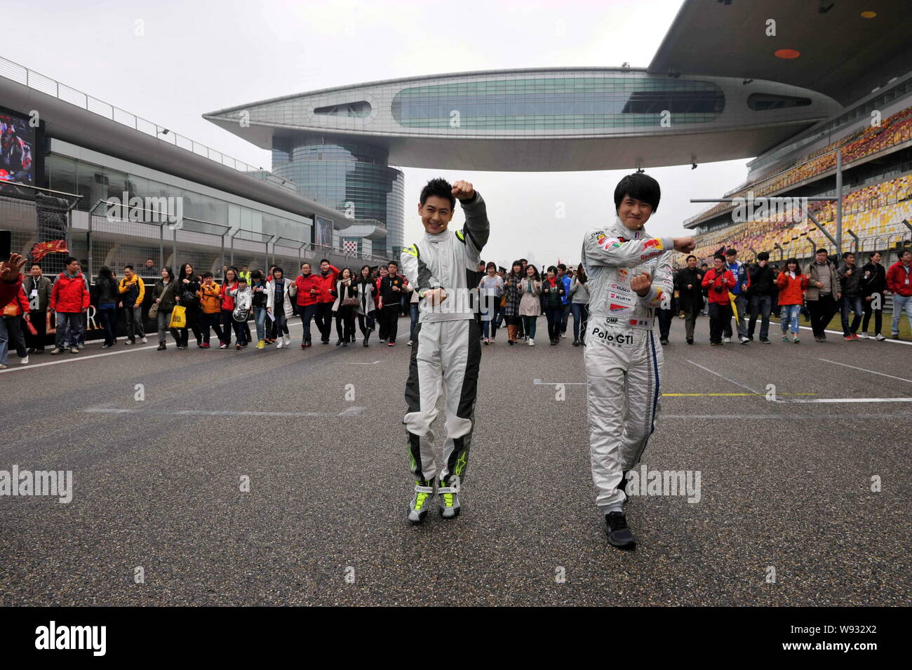 Chinese writer and racer Han Han, right, Taiwanese singer, actor and ...