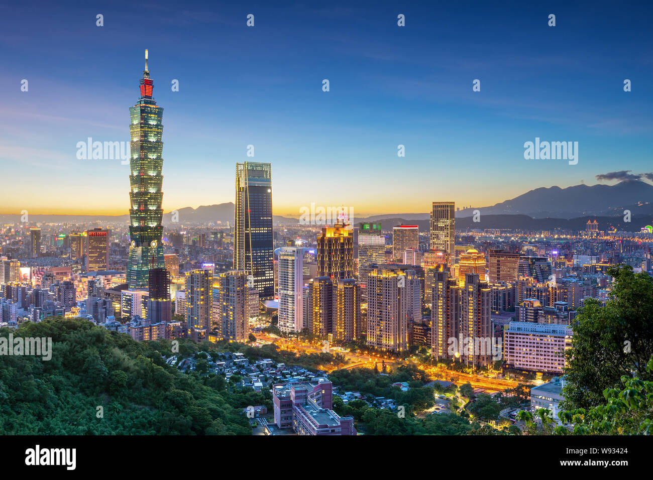 City of Taipei at night, Taiwan Stock Photo