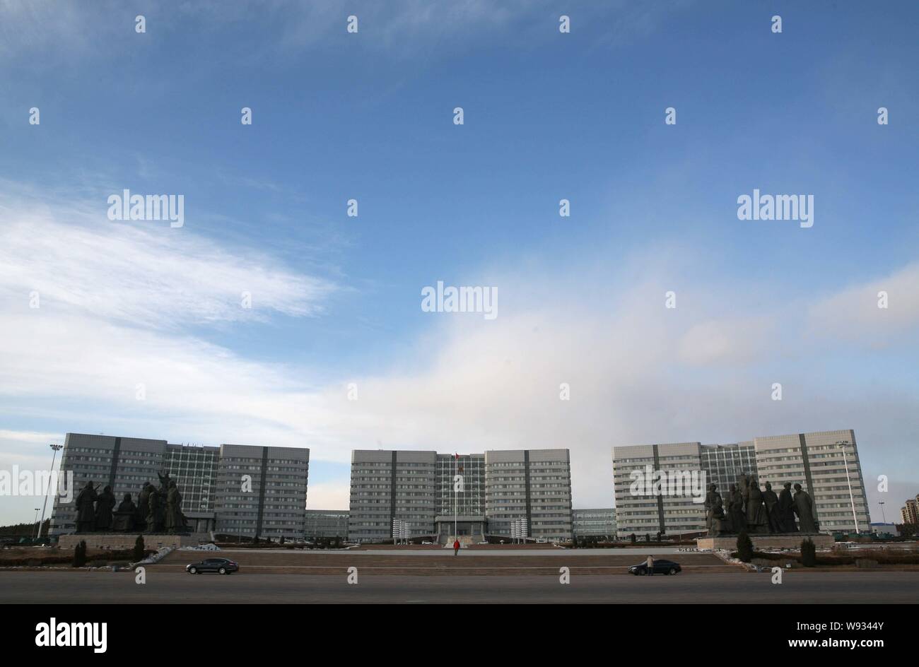 View of the City Hall of Ordos in Kangbashi, known as the Ghost Town in ...