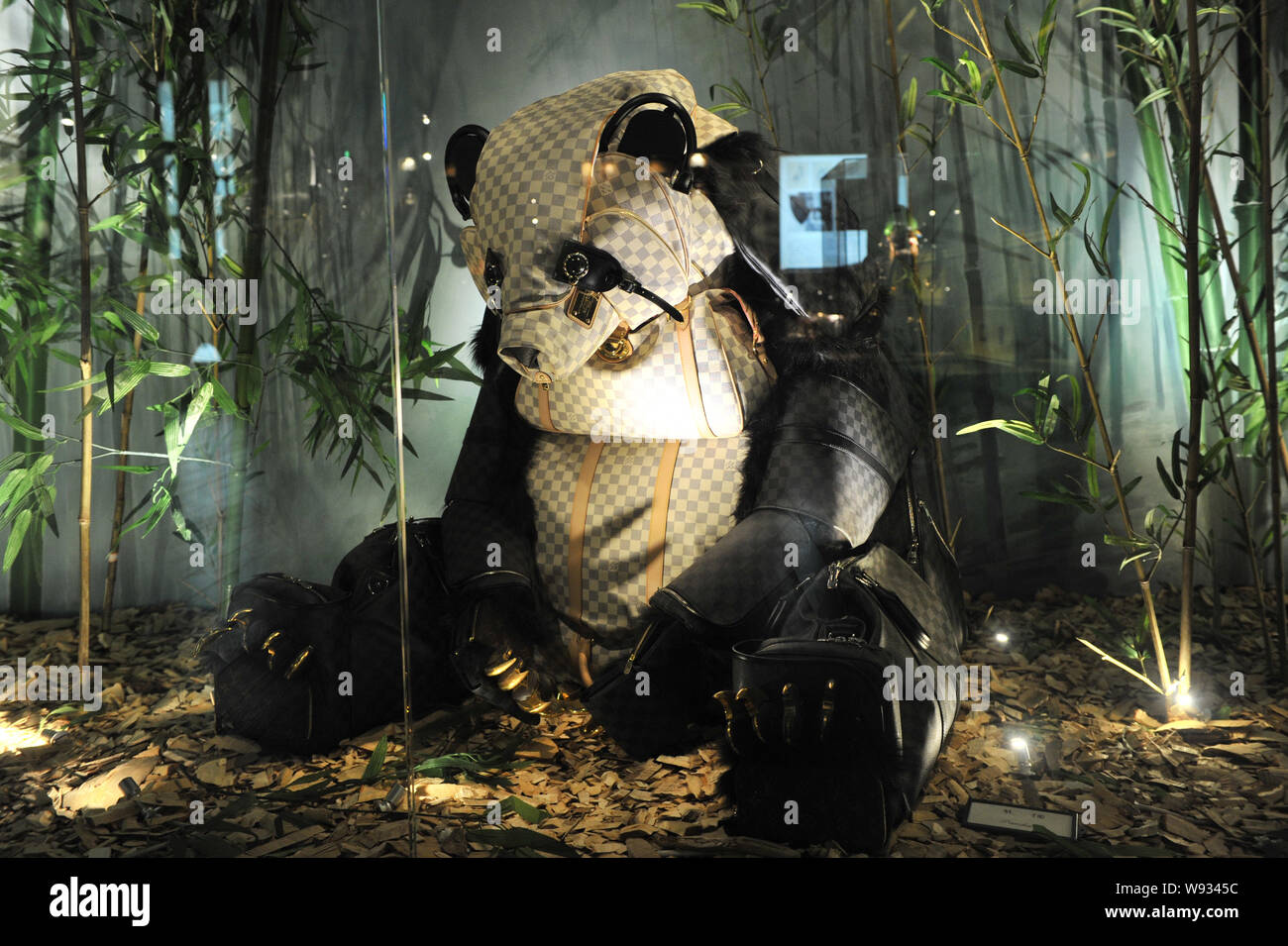 A giant panda made from Louis Vuitton handbags is displayed at Wuhan  International Plaza in Wuhan city, central Chinas Hubei province, 29 May  2013 Stock Photo - Alamy