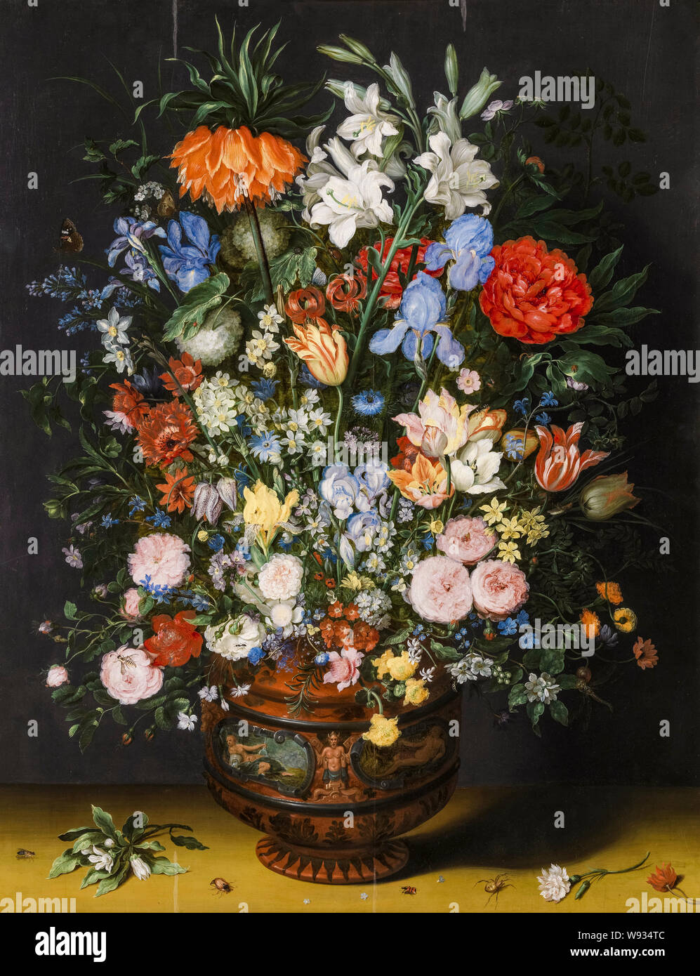 Jan Brueghel the Elder, Flowers in a Vase, still life painting, 1620 Stock Photo