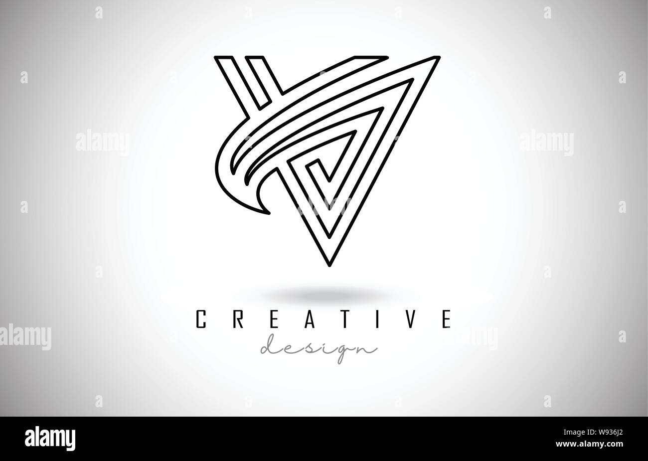 V Letter Logo Monogram Design. Creative V Letter Icon with Black Lines ...