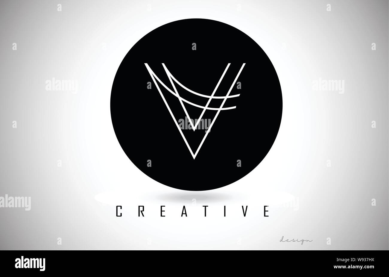 V Letter Logo Monogram Design. Creative V Letter Icon with Black Lines ...