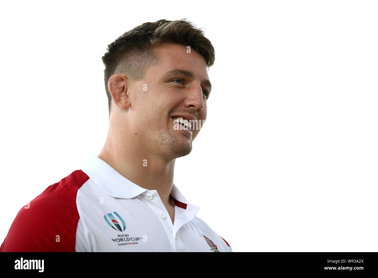 Tom Curry during the World Cup squad announcement at Blaise High School, Bristol. Stock Photo