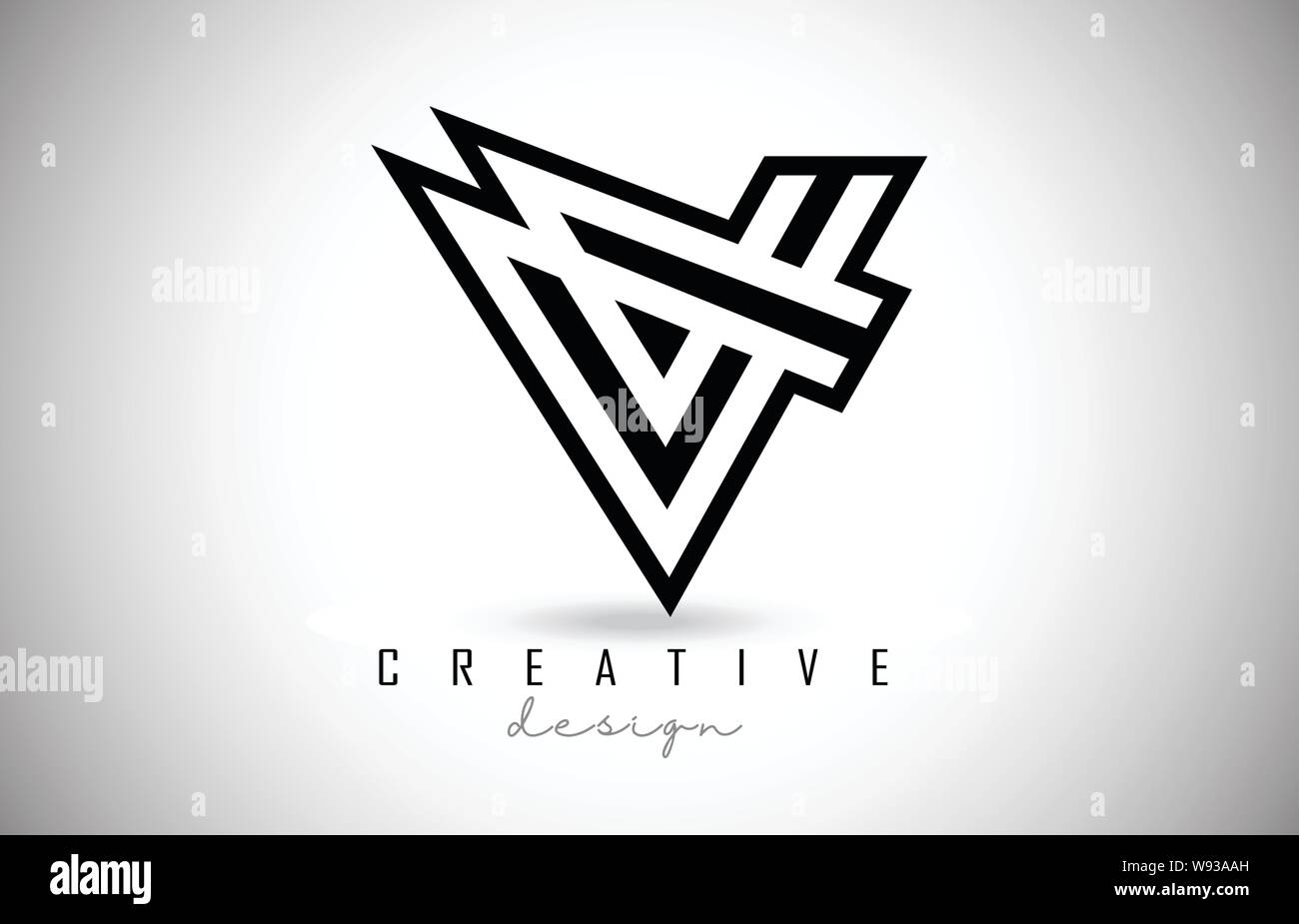 V Letter Logo Monogram Design. Creative V Letter Icon with Black Lines ...