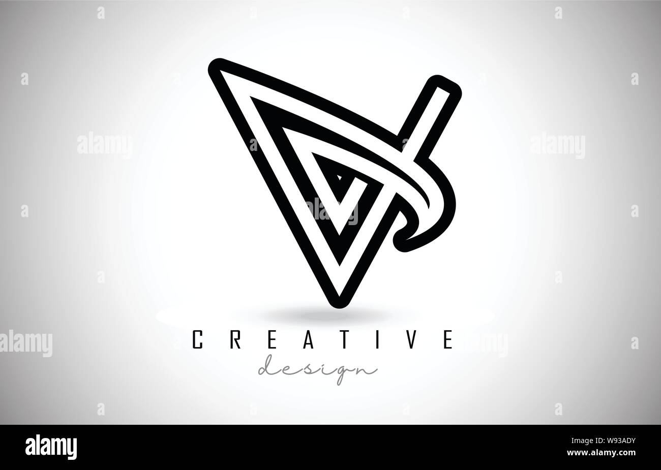 V Letter Logo Monogram Design. Creative V Letter Icon with Black Lines ...