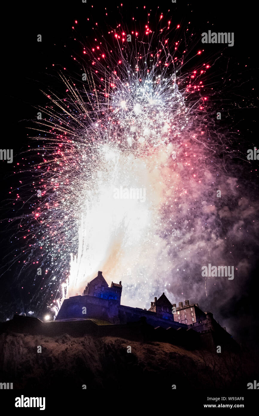 Edinburgh Hogmanay. New Year's Eve Celebration Fireworks at Edinburgh
