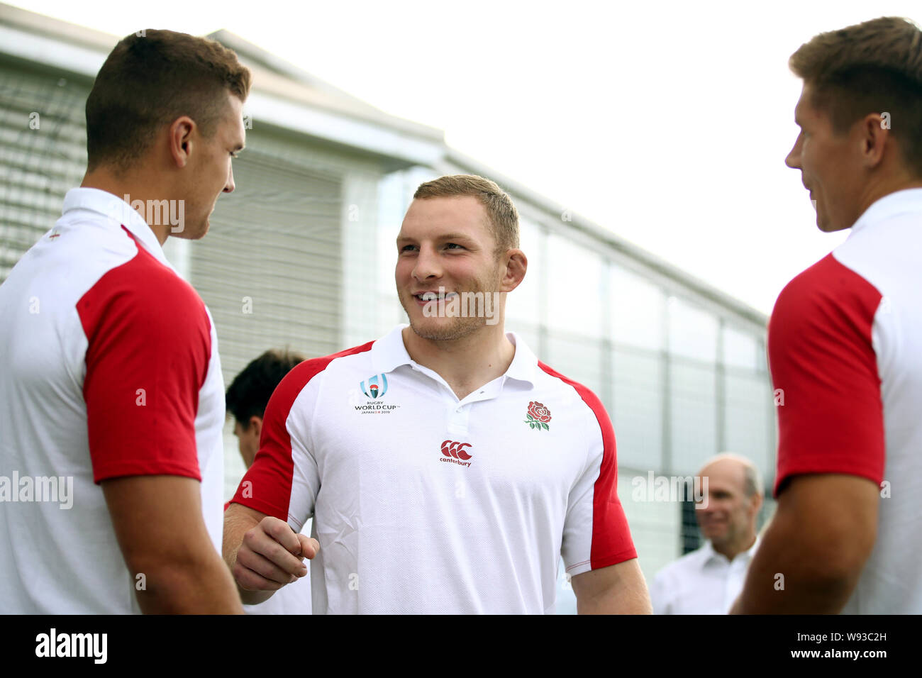 Sam Underhill (centre) during the World Cup squad announcement at