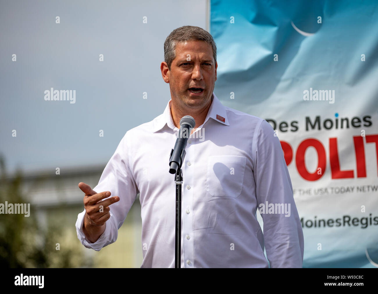 Des Moines, Iowa / USA - August 10, 2019: United States Congressman and Democratic presidential candidate Tim Ryan greets supporters at the Iowa State Stock Photo