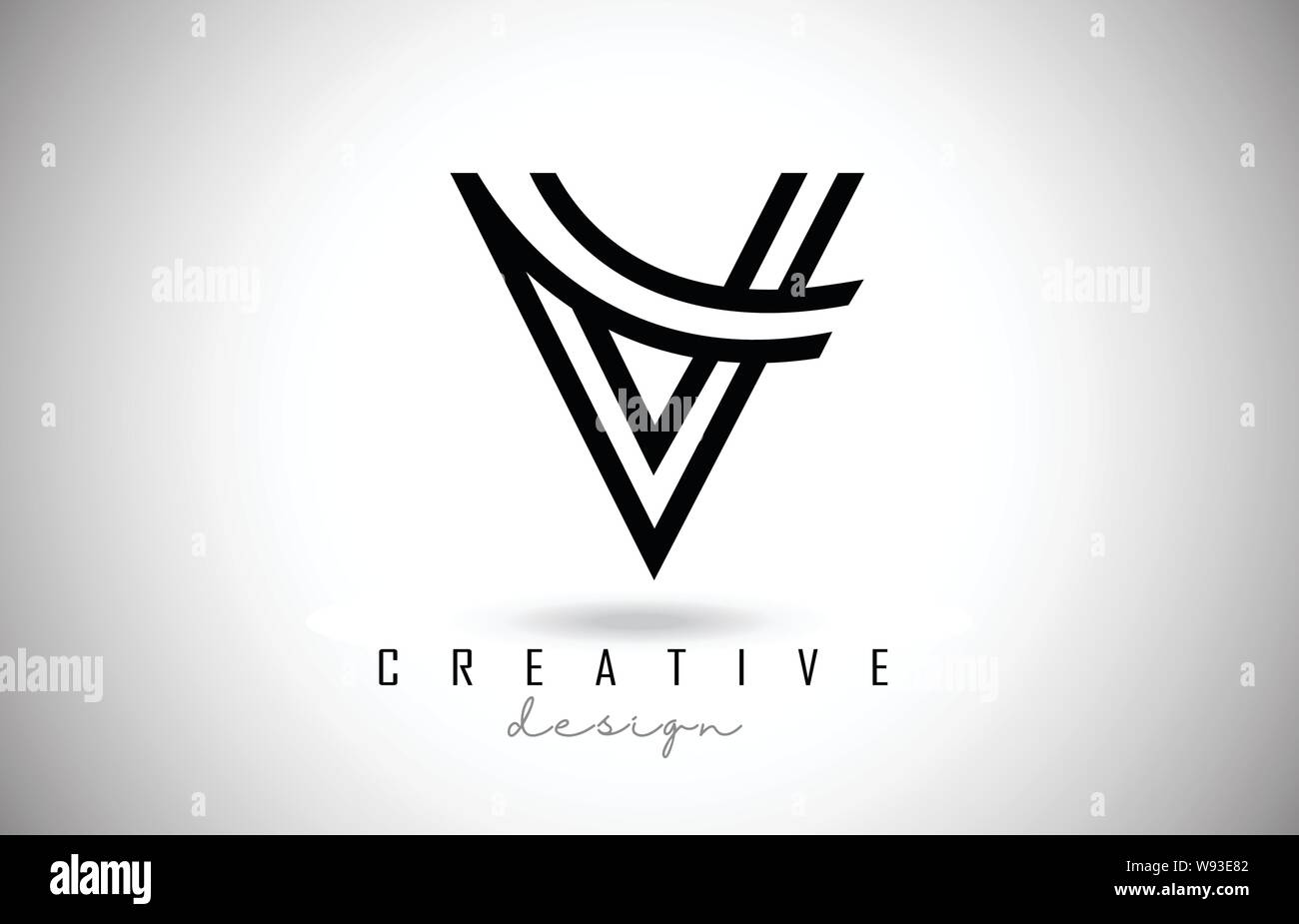 V Letter Logo Monogram Design. Creative V Letter Icon with Black Lines ...