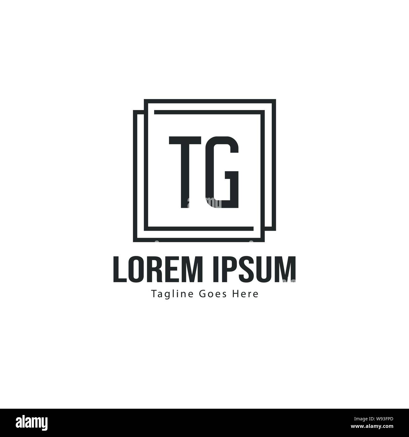 Initial TG logo template with modern frame. Minimalist TG letter logo ...