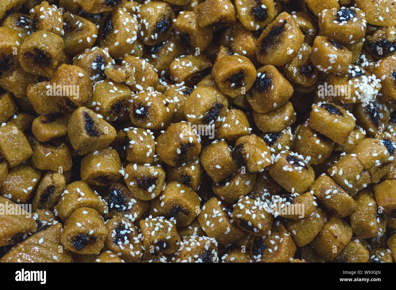 Makroudh, Algerian and Tunisian traditional sweet pastry filled with dates and nuts or almond paste Stock Photo