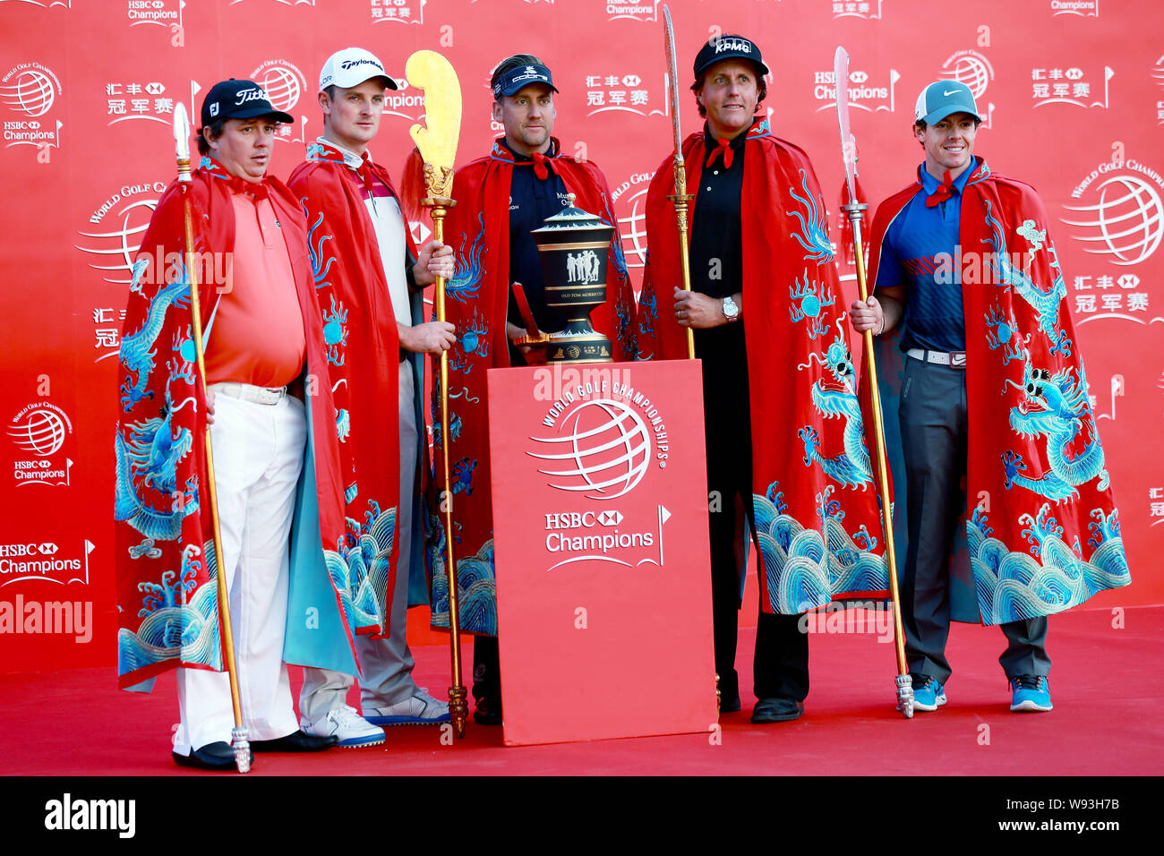 (From left) Jason Dufner of the United States, Justin Rose of England, Ian Poulter of England, Phil Mickelson of the United States and Rory McIlroy of Stock Photo