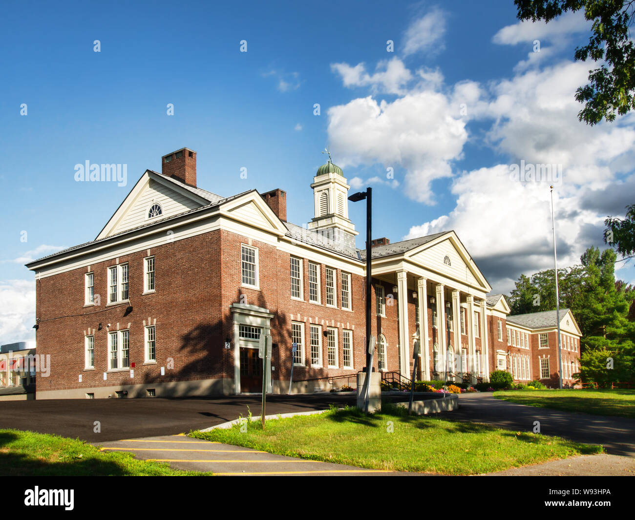 Classic American school entrance and exterior Stock Photo