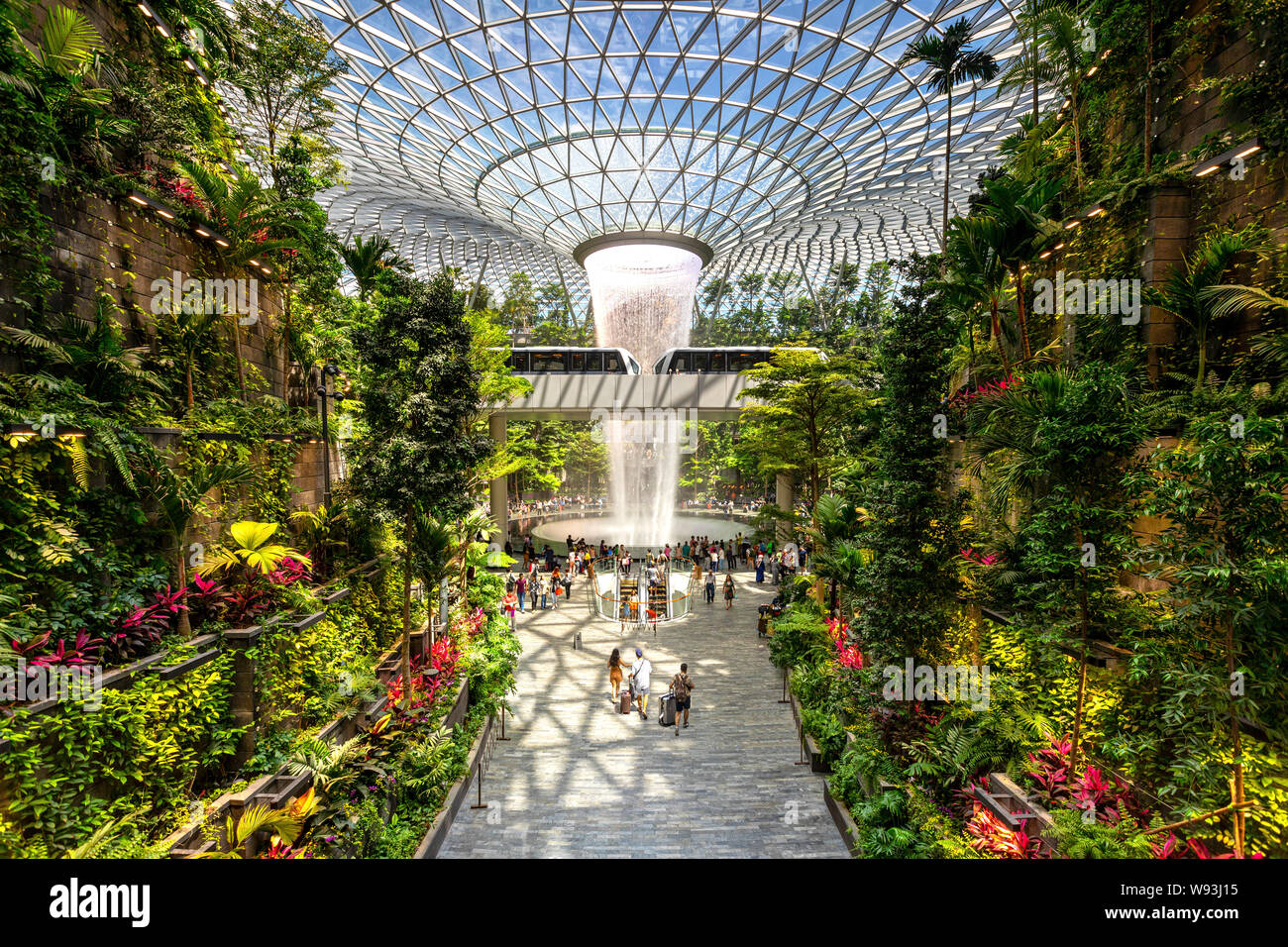 Singapore - June 11, 2019: Jewel Changi Airport is a mixed-use development at Changi Airport in Singapore, opened in April 2019. Stock Photo