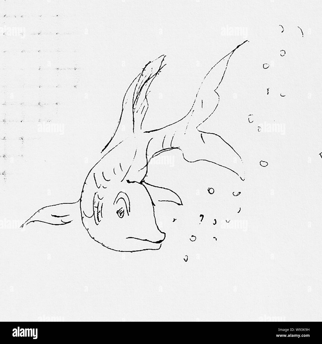 black pen drawing representing a fish Stock Photo