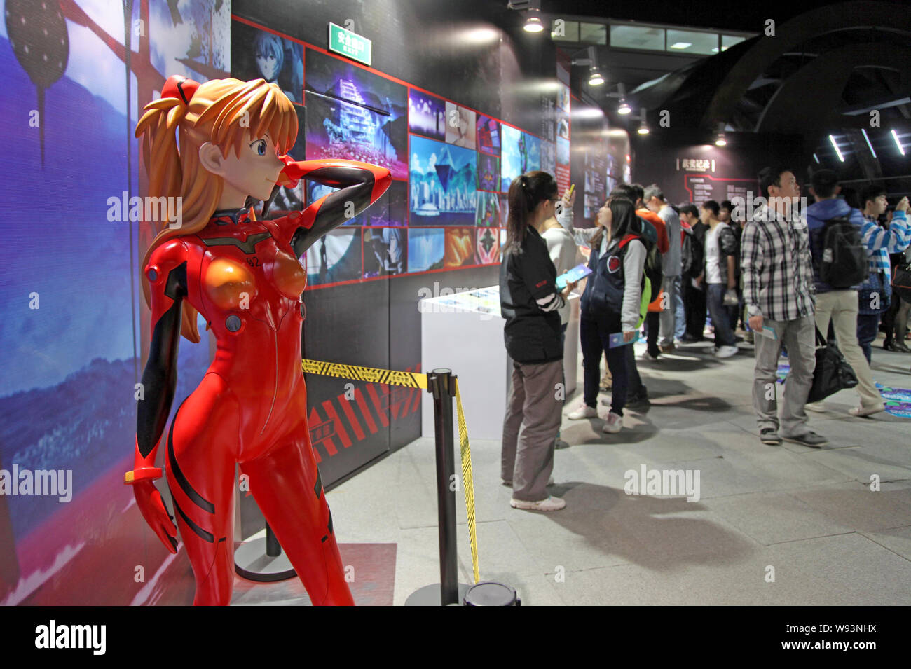 A life-size model of Asuka Langley Soryu, a fictional character from the Neon Genesis Evangelion anime series, is displayed during the EVA Expo at the Stock Photo