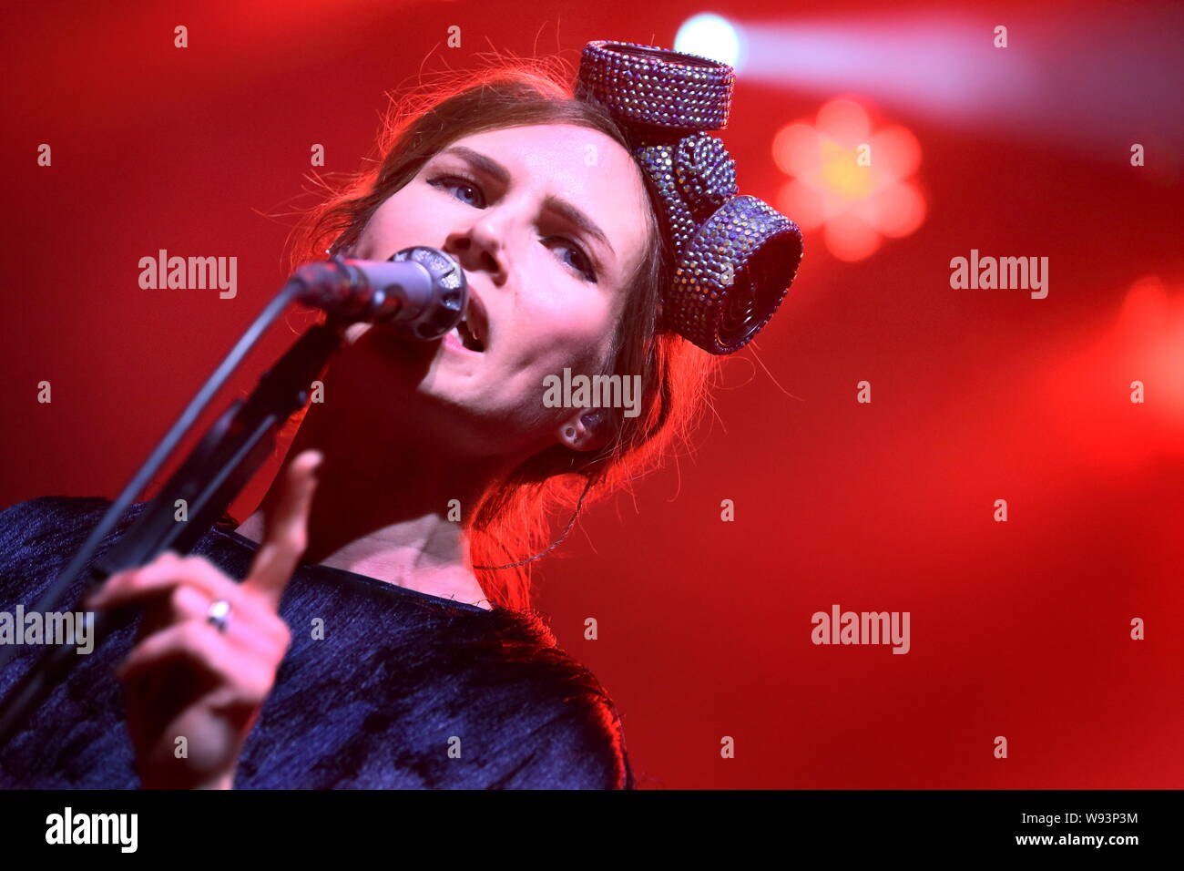 Nina Persson of Swedish rock band The Cardigans performs at their concert in Shanghai, China, 30 November 2013. Stock Photo