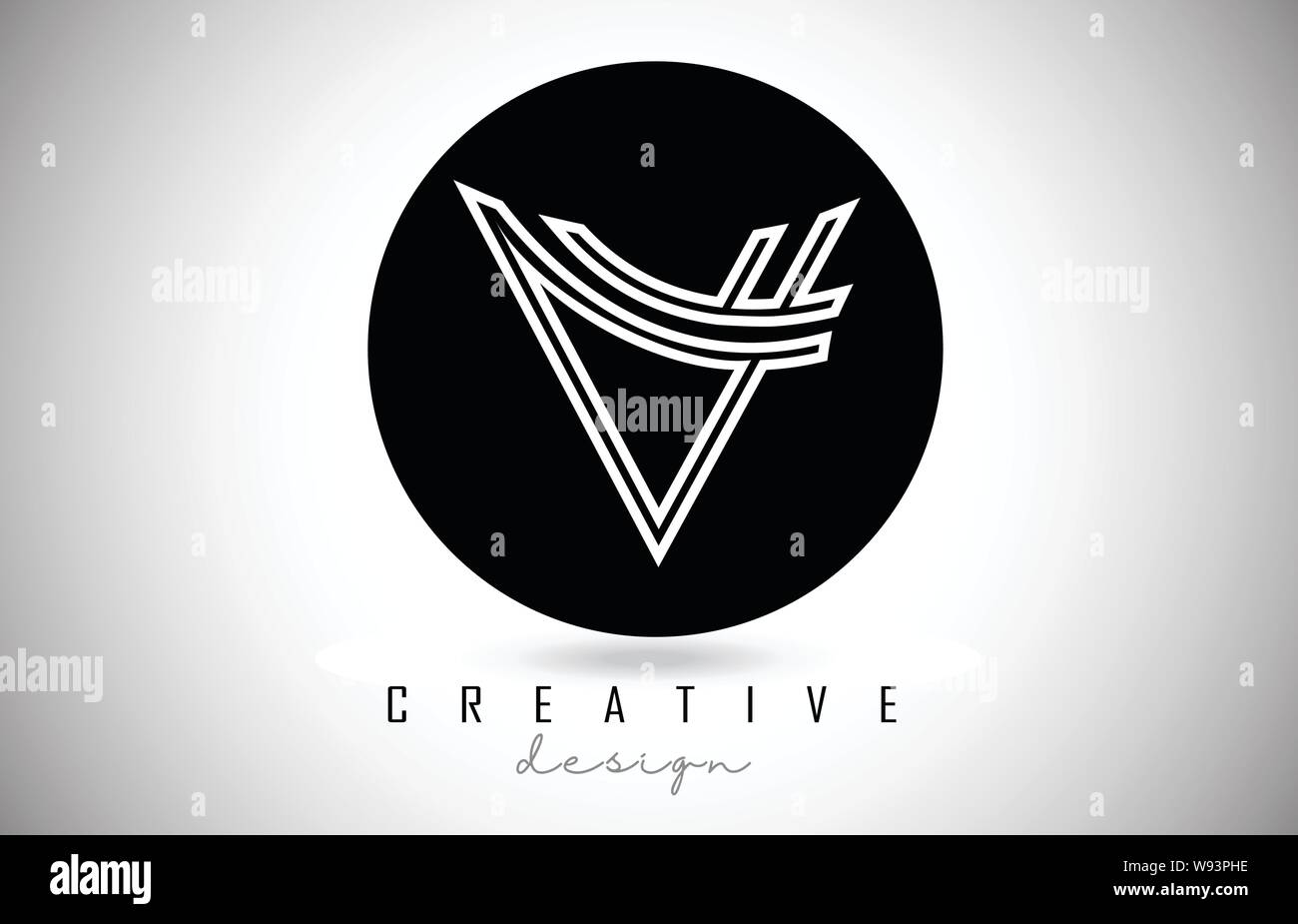 V Letter Logo Monogram Design. Creative V Letter Icon with Black Lines ...