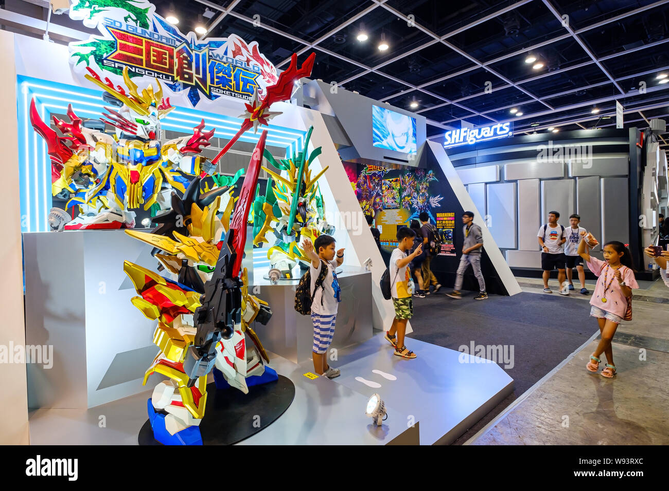 Hong Kong - July 30, 2019: SD Gundam World Sangoku soketuden cartoon characters Exhibition activity the 21th ACGHK2019 Ani-Com & Games event in Hong K Stock Photo