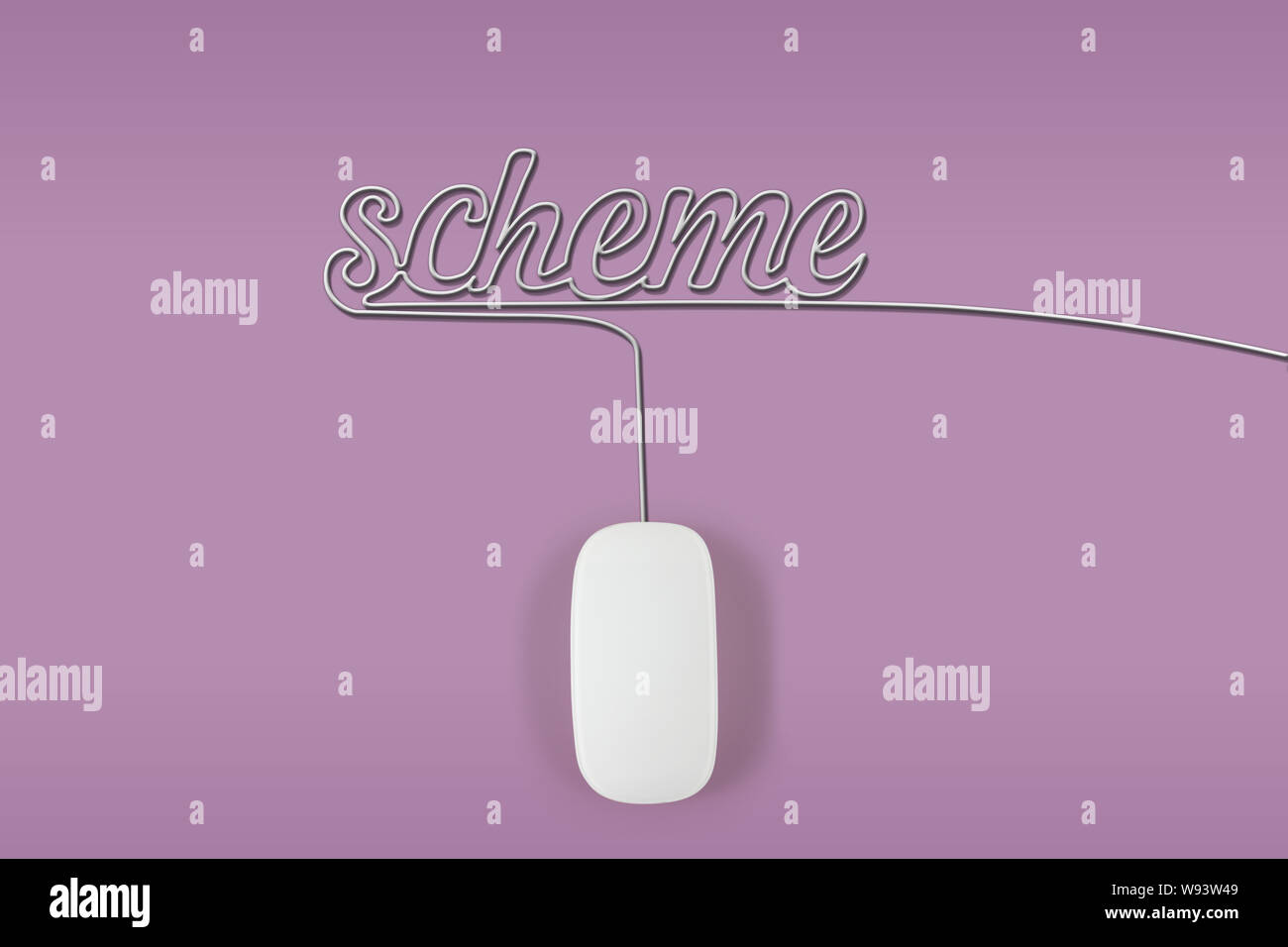 Computer mouse with its wire making a word scheme Stock Photo