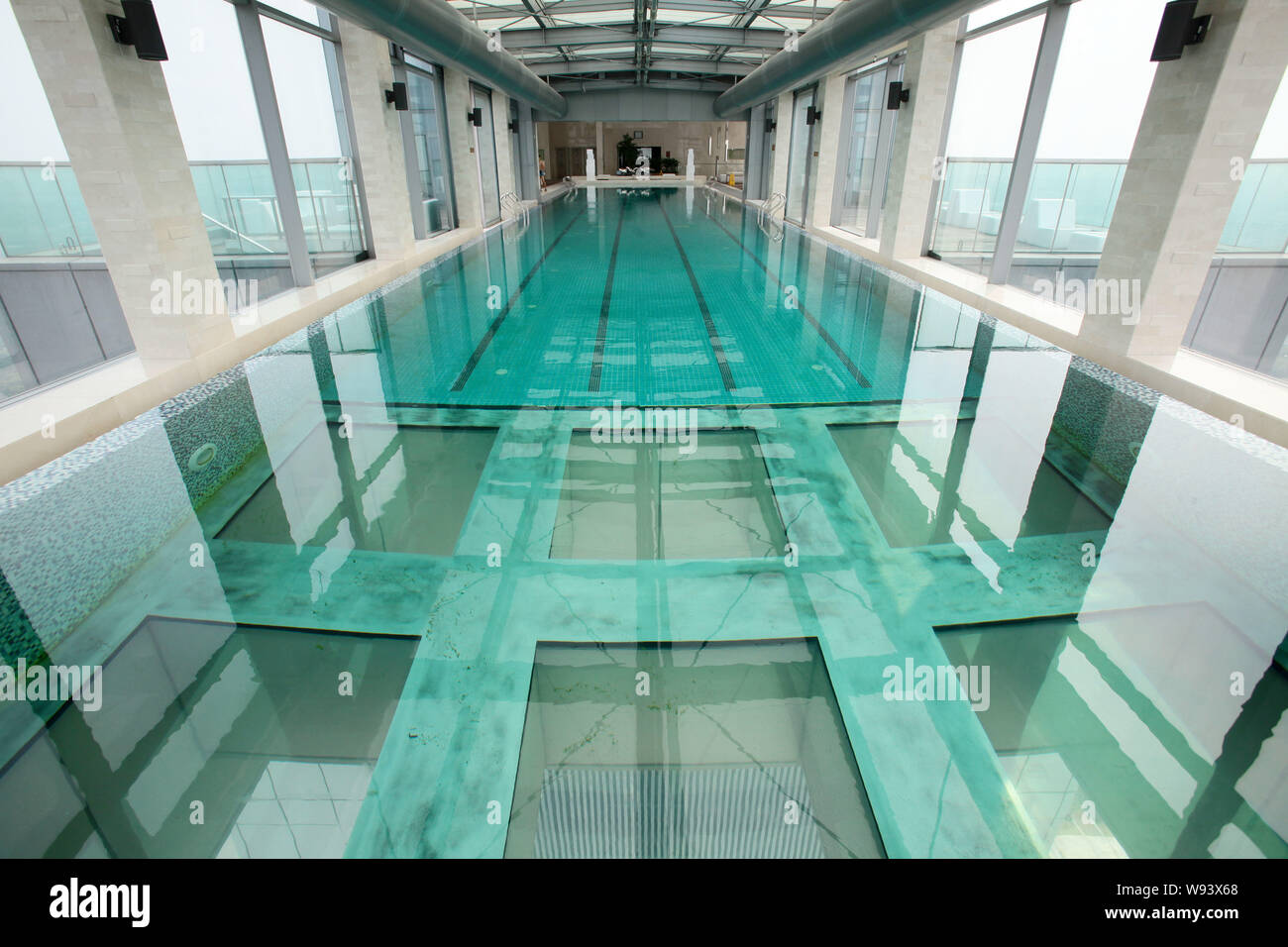 glass swimming pool