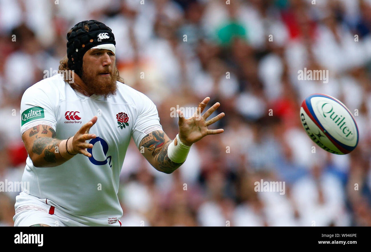 LONDON, ENGLAND. AUGUST 11: Harry Williams of England during Quilter International between England and Wales at the Twickenham stadium on August 11, Stock Photo
