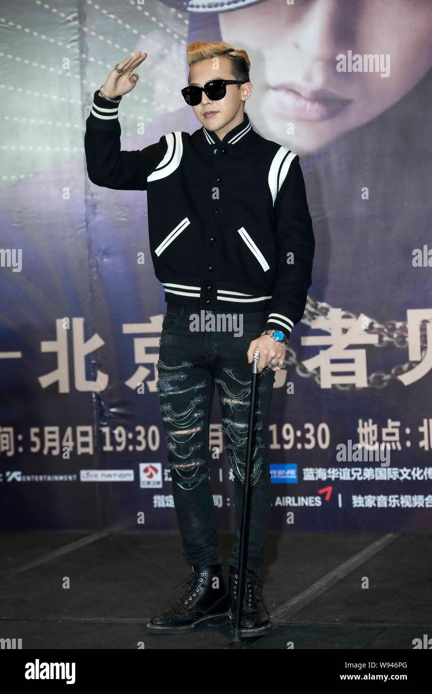 Korean Singer G Dragon Better Known As Gd Of The Korean Pop Group Bigbang Poses During A Press Conference For His Solo Concert One Of A Kind In Bei Stock Photo Alamy
