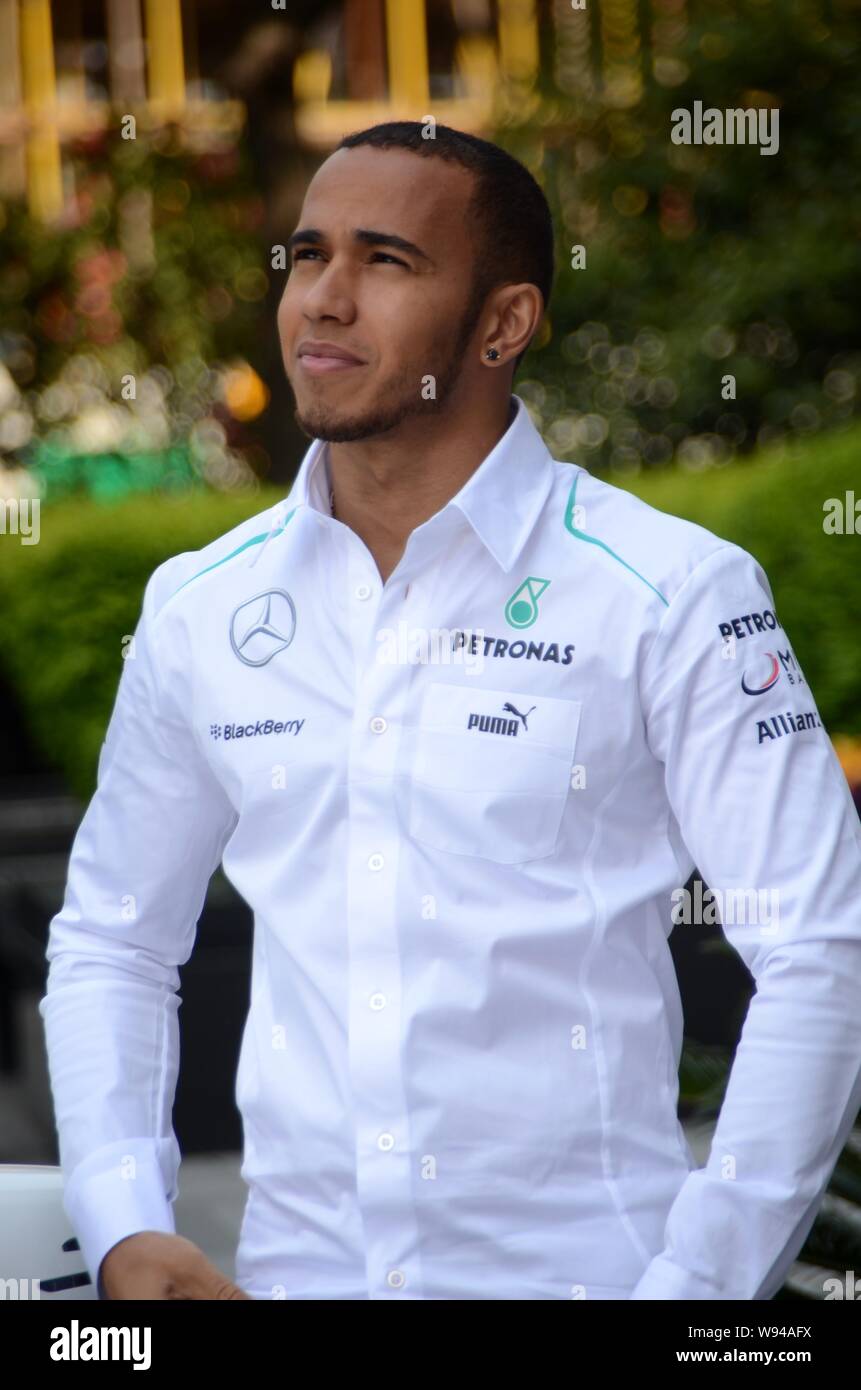 British F1 racer Lewis Hamilton of Petronas Mercedes GP Racing poses