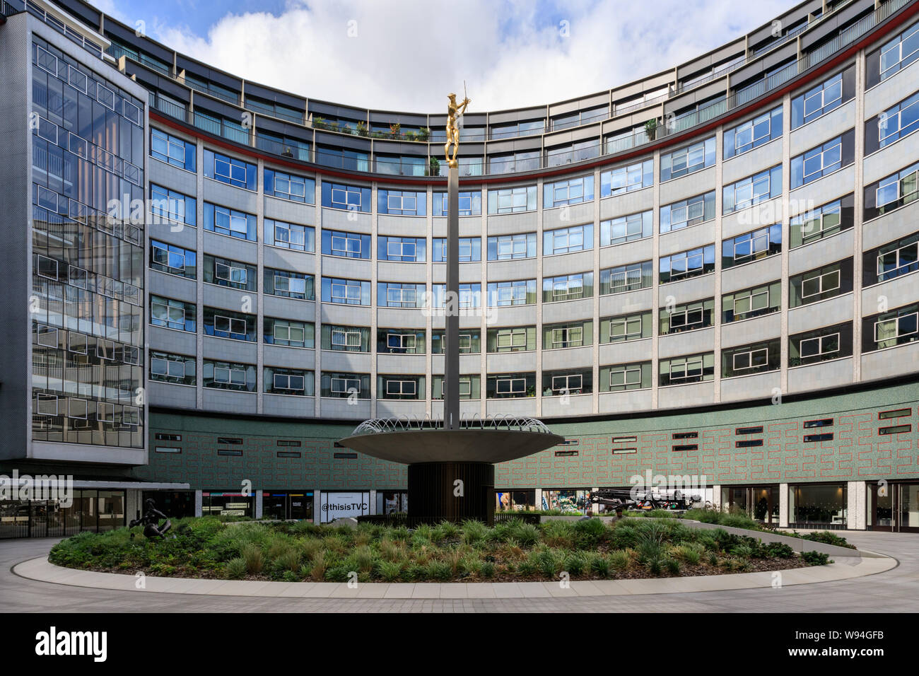 Television Centre building complex in White City,  previous headquarters of BBC TV, now a residential apartments development, London, UK Stock Photo