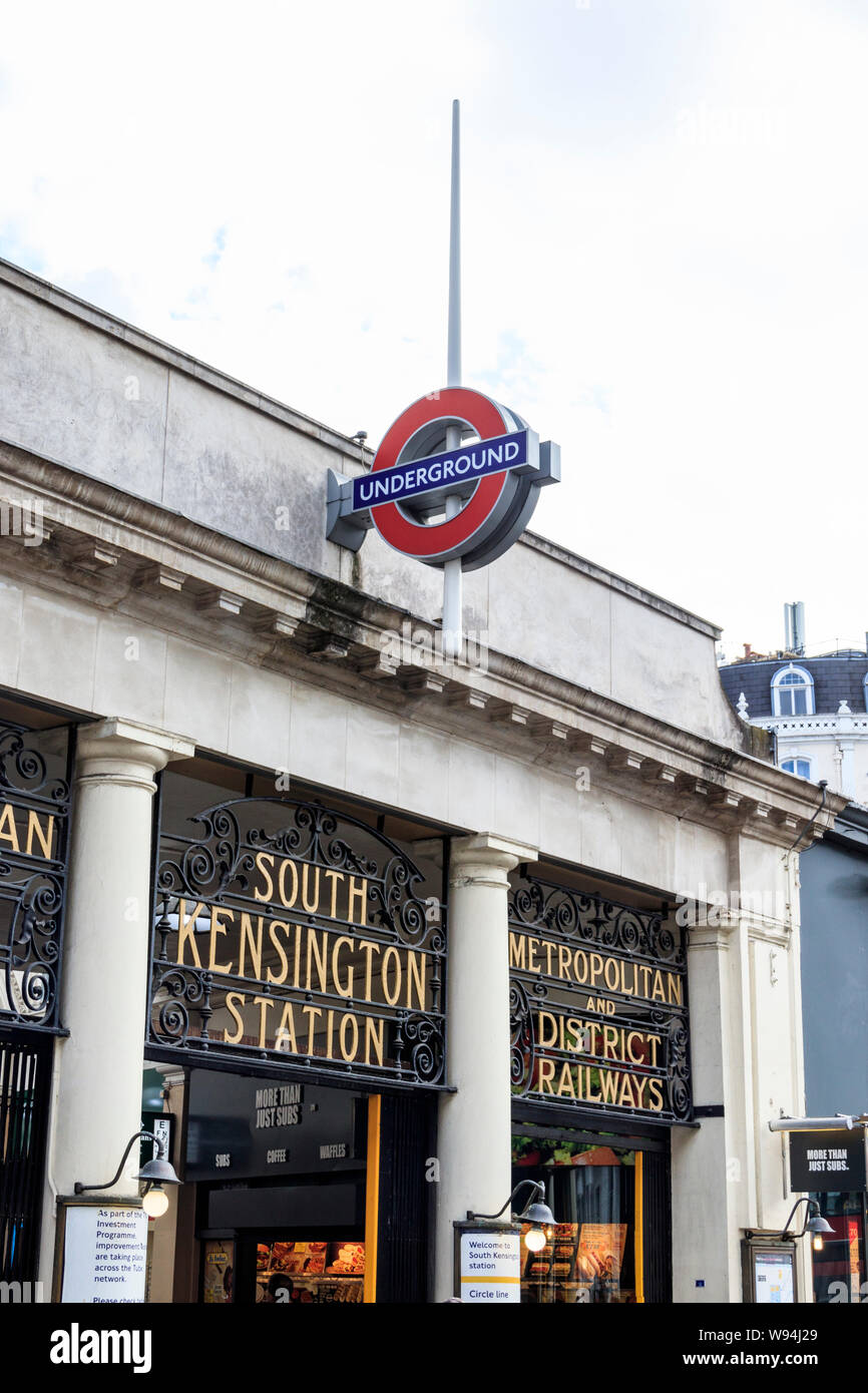 The entrance of South Kensington tube station, London, UK Stock Photo