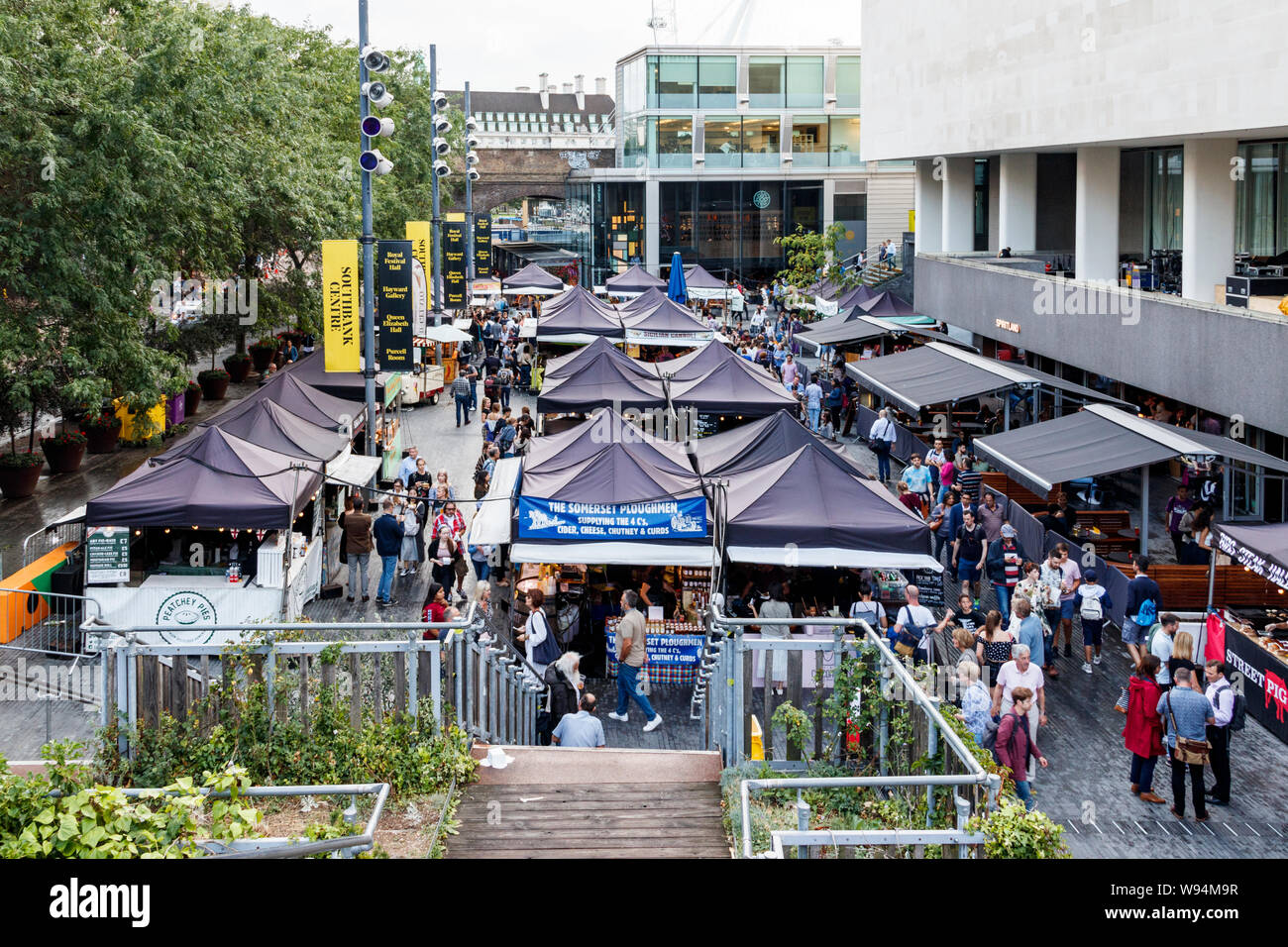 Shoppers at the Friday food market at the Southbank Centre, Waterloo, London, UK Stock Photo
