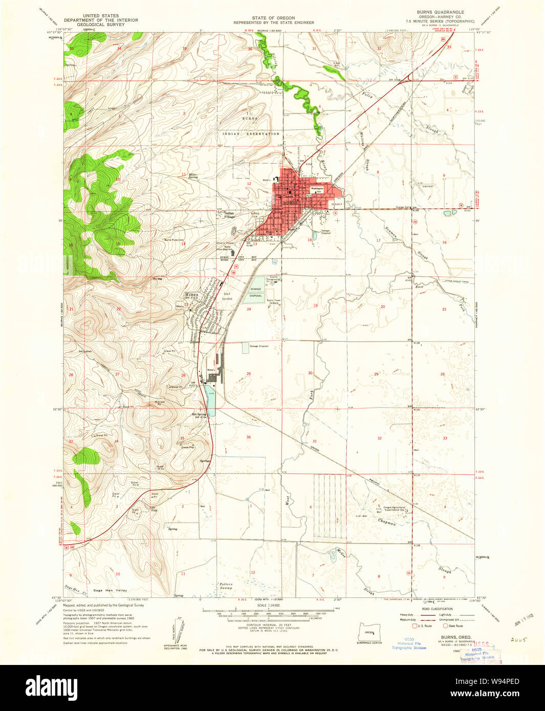 USGS Topo Map of Burns, Oregon
