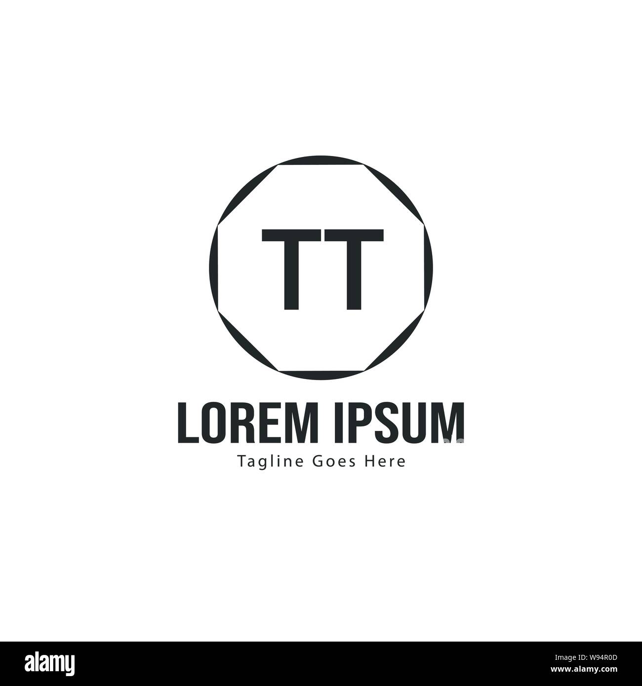 Initial TT logo template with modern frame. Minimalist TT letter logo ...