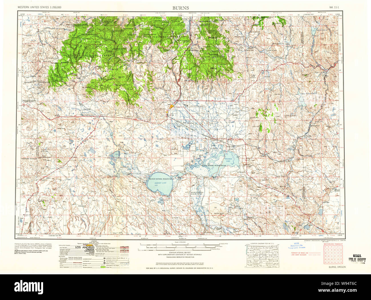 USGS Topographic Map of Burns, Oregon, 1959