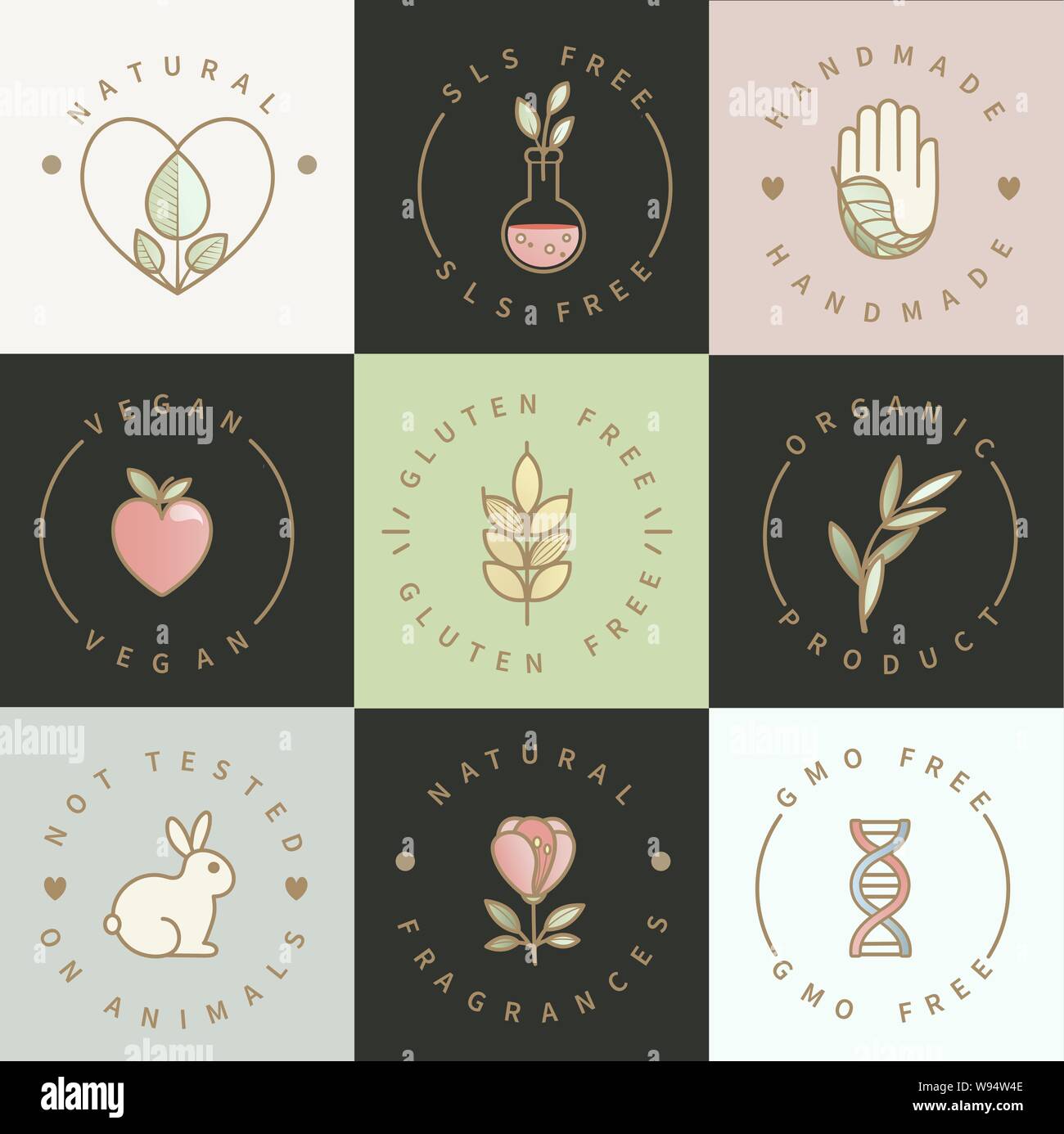 Set of eco,healthy,natural emblems, logos for product packaging,natural