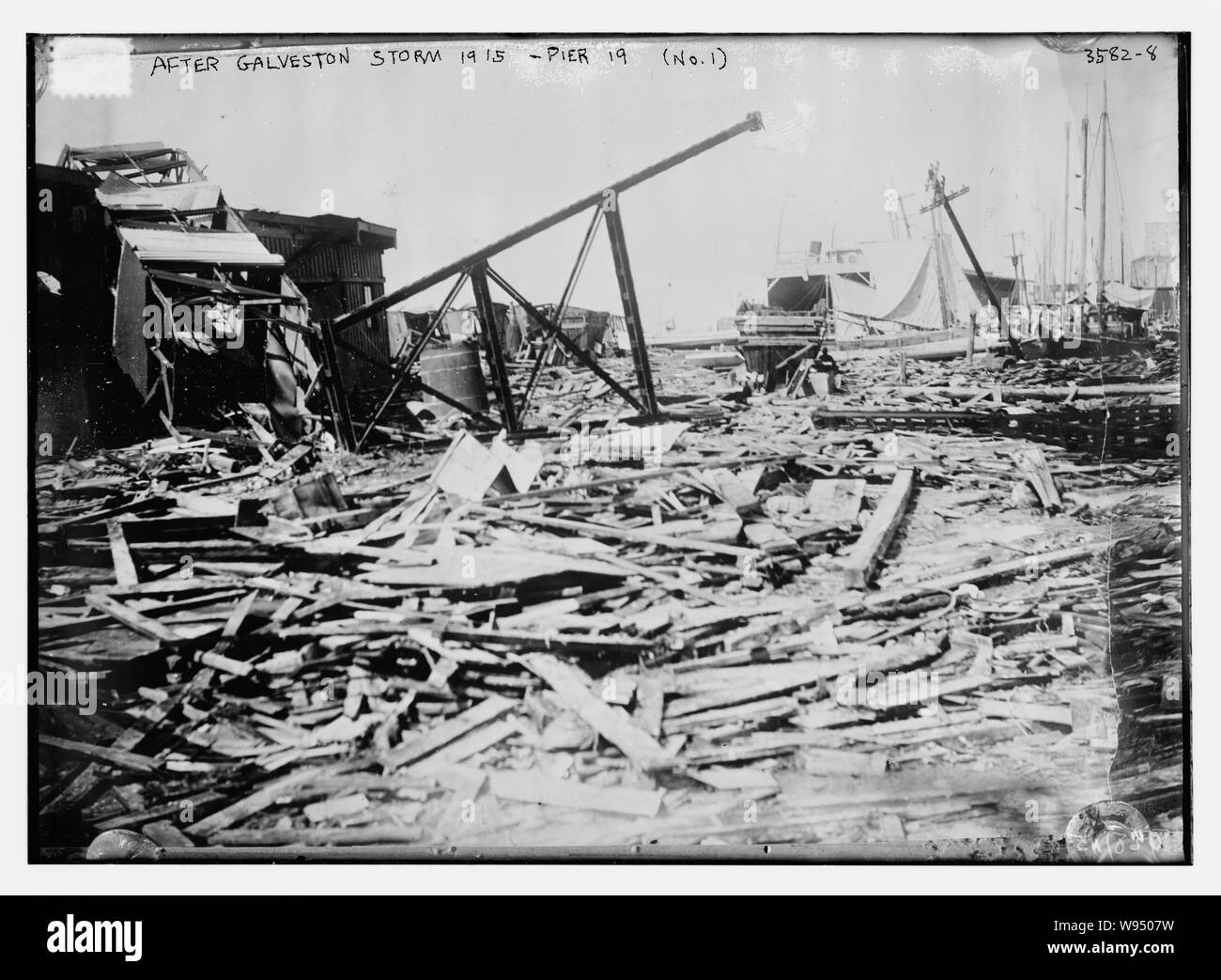 After Galveston Storm, 1915 -- Pier 19 (No. 1) Stock Photo