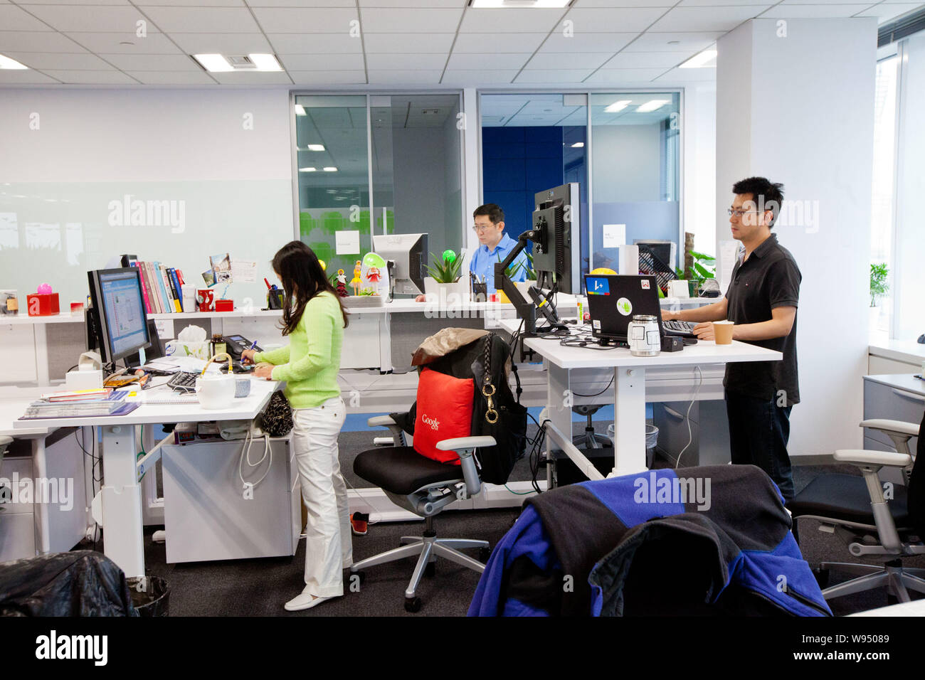 Staff Members Work At The Office Of Google At The International Finance Center In Shanghai China 25 April 12 Stock Photo Alamy