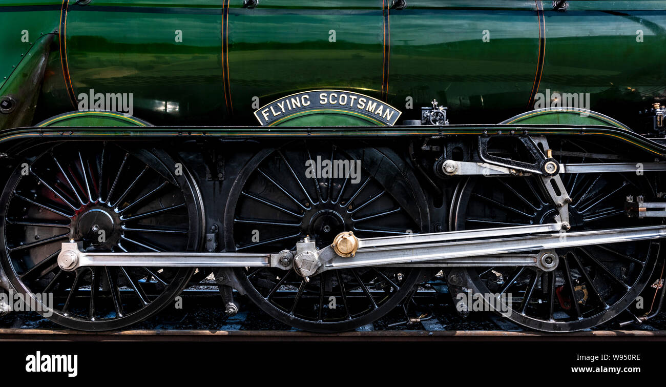 Flying Scotsman a British LNER Class A3 4472  steam locomotive famous as first steam railway engine to officially reach 100 miles per hour Stock Photo