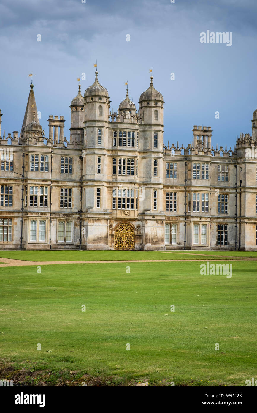 Burghley House historic sixteenth-century Elizabethan English country house / stately home  with Capability Brown landscaped gardens Stock Photo