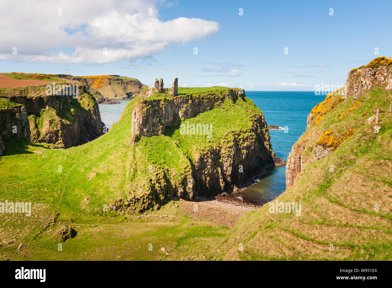 Dunseverick Castle near Bushmills on the the Causeway Coast of North Antrim in Northern Ireland Stock Photo