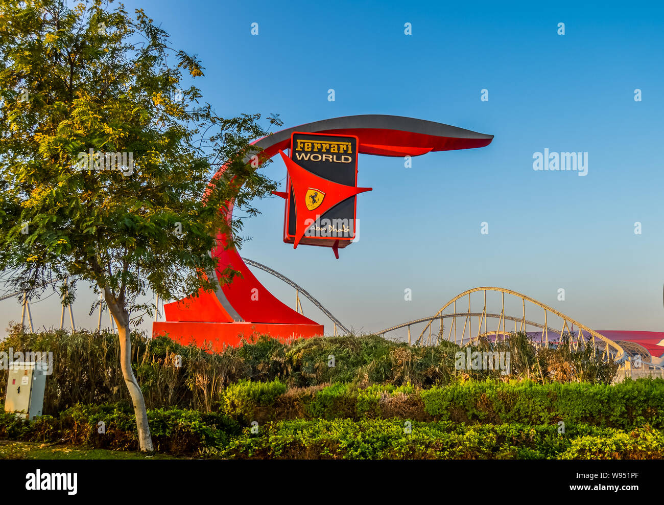 Exteriors of Ferrari world , an amusement park in Abu Dhabi on Yas Island in UAE Stock Photo